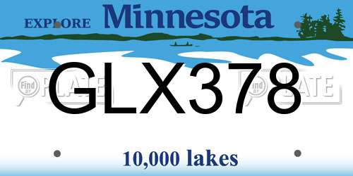 GLX378 Minnesota License Plate