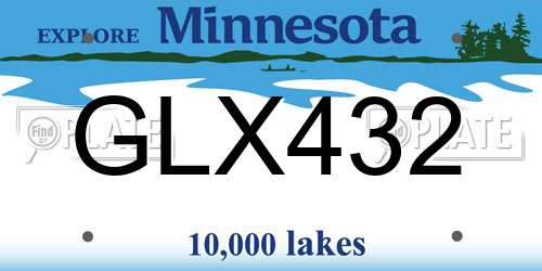 GLX432 Minnesota License Plate