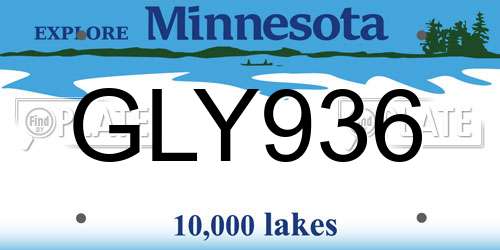 GLY936 Minnesota License Plate