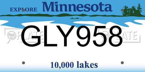 GLY958 Minnesota License Plate