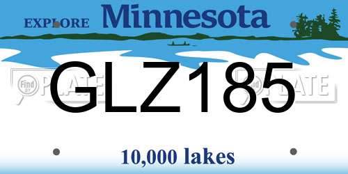 GLZ185 Minnesota License Plate