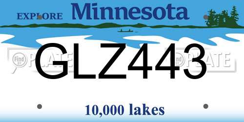 GLZ443 Minnesota License Plate