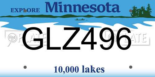 GLZ496 Minnesota License Plate