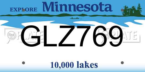 GLZ769 Minnesota License Plate