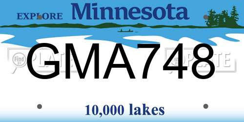 GMA748 Minnesota License Plate