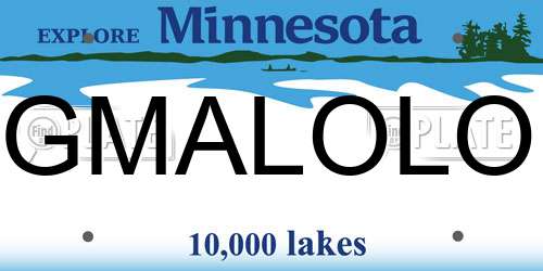 GMALOLO Minnesota License Plate