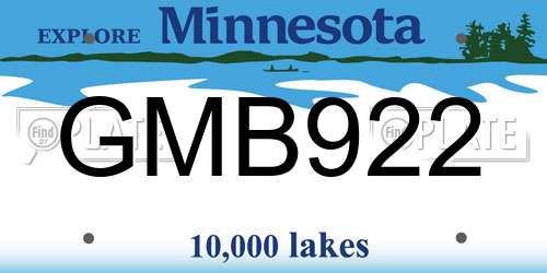 GMB922 Minnesota License Plate