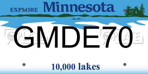 GMDE70 Minnesota License Plate