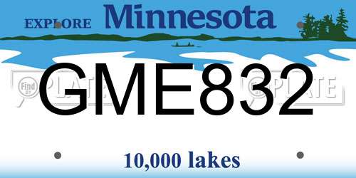GME832 Minnesota License Plate