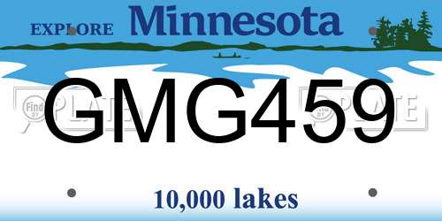 GMG459 Minnesota License Plate