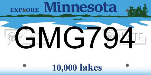GMG794 Minnesota License Plate