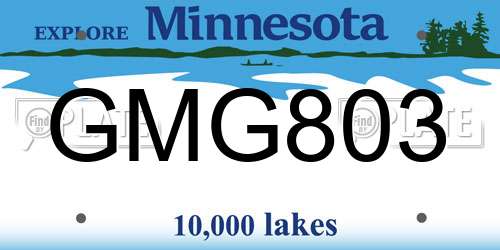 GMG803 Minnesota License Plate