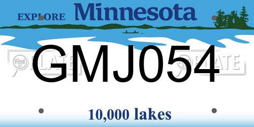 GMJ054 Minnesota License Plate