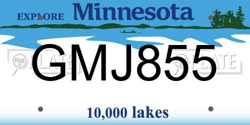 GMJ855 Minnesota License Plate