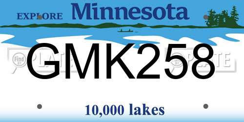 GMK258 Minnesota License Plate