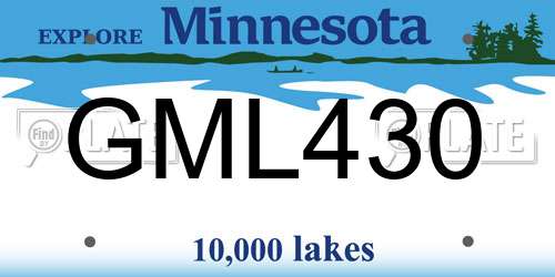 GML430 Minnesota License Plate
