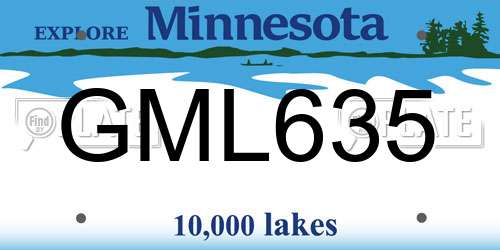 GML635 Minnesota License Plate