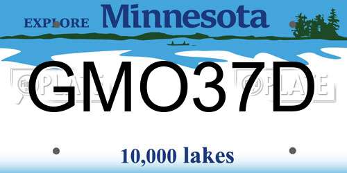 GMO37D Minnesota License Plate