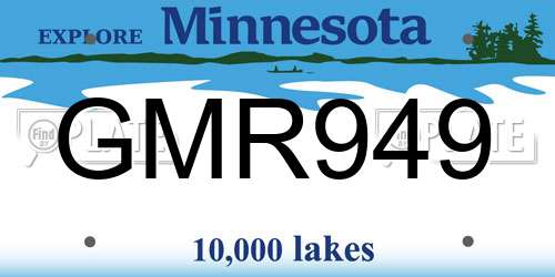 GMR949 Minnesota License Plate