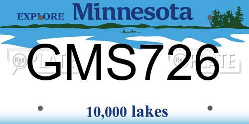 GMS726 Minnesota License Plate