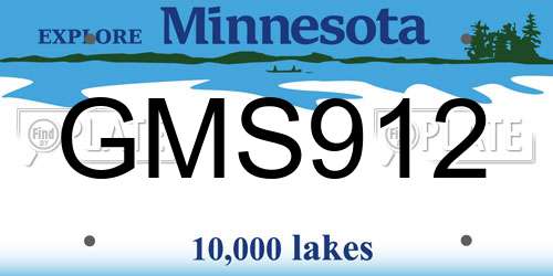 GMS912 Minnesota License Plate