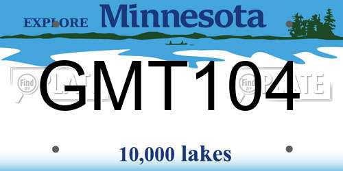 GMT104 Minnesota License Plate