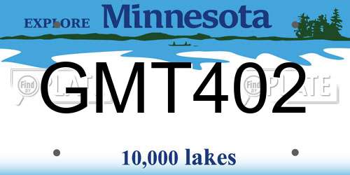 GMT402 Minnesota License Plate