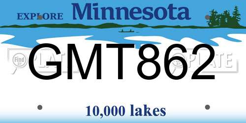 GMT862 Minnesota License Plate