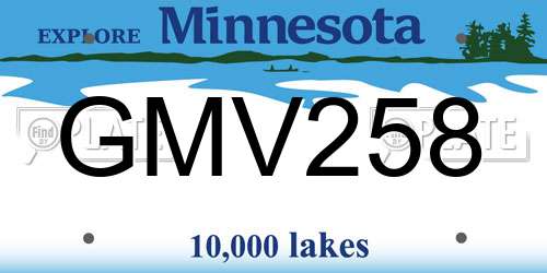 GMV258 Minnesota License Plate