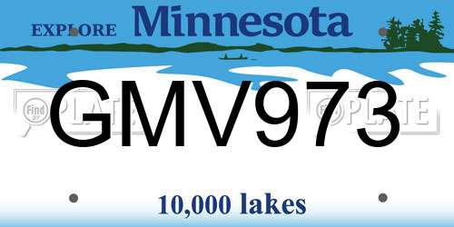 GMV973 Minnesota License Plate