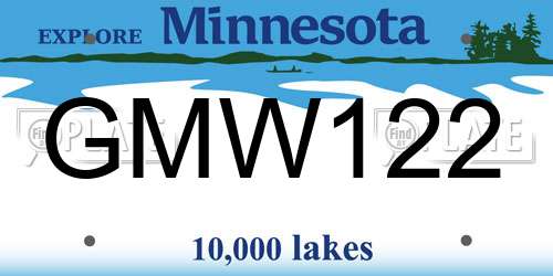 GMW122 Minnesota License Plate