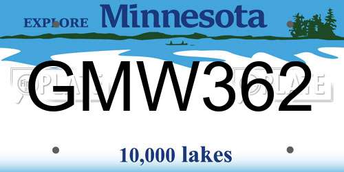 GMW362 Minnesota License Plate
