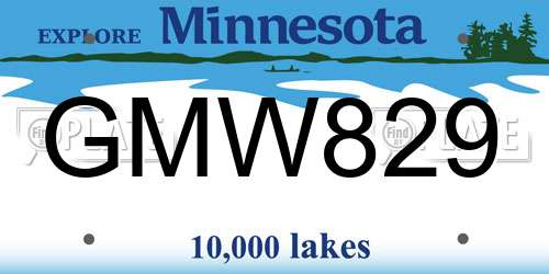 GMW829 Minnesota License Plate