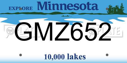 GMZ652 Minnesota License Plate