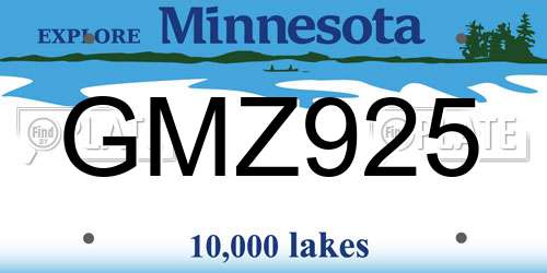 GMZ925 Minnesota License Plate