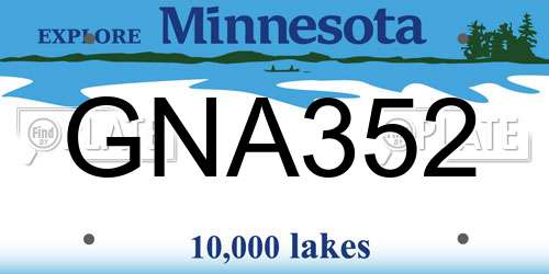 GNA352 Minnesota License Plate