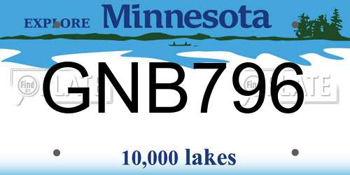 GNB796 Minnesota License Plate