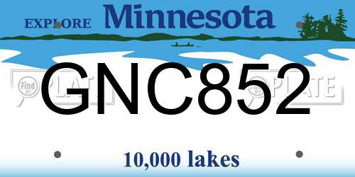 GNC852 Minnesota License Plate