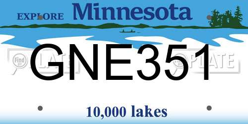 GNE351 Minnesota License Plate