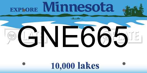 GNE665 Minnesota License Plate
