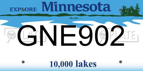 GNE902 Minnesota License Plate