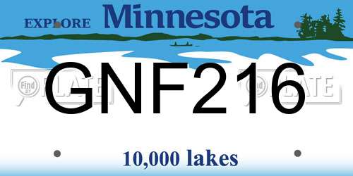 GNF216 Minnesota License Plate