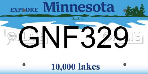 GNF329 Minnesota License Plate