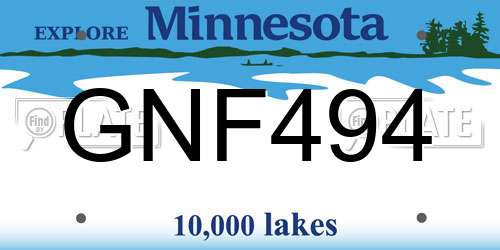 GNF494 Minnesota License Plate