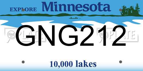 GNG212 Minnesota License Plate
