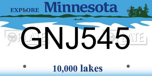 GNJ545 Minnesota License Plate