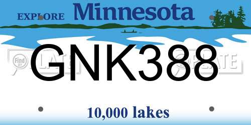 GNK388 Minnesota License Plate