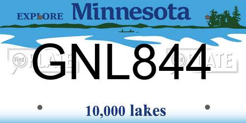 GNL844 Minnesota License Plate