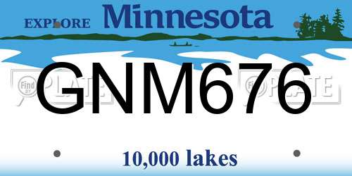 GNM676 Minnesota License Plate
