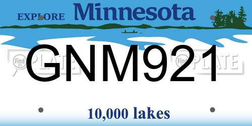 GNM921 Minnesota License Plate